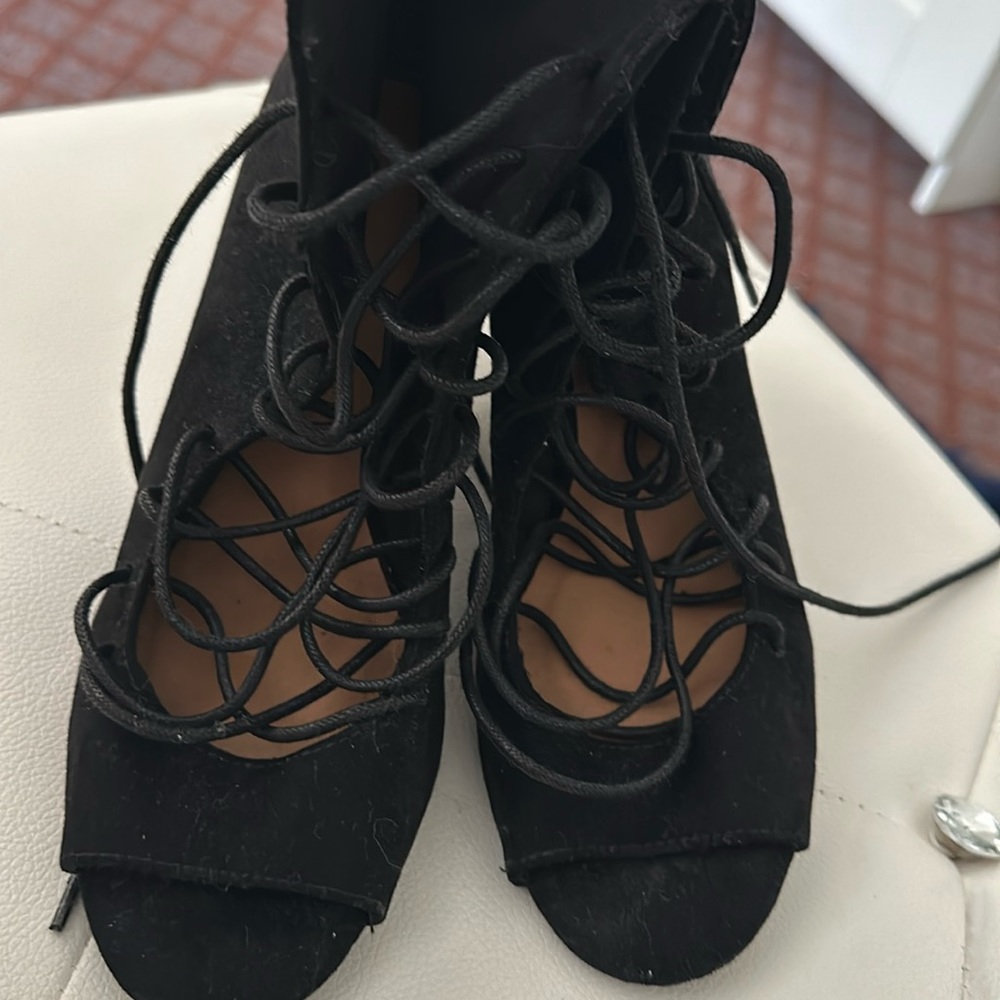 Lace up heels. Black. Great condition. Mid heel.